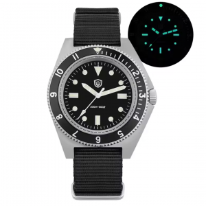 WatchDives WD1972 40mm Japan VH31 Sweep Seconds Watch - 316L steel silver sandblasted case