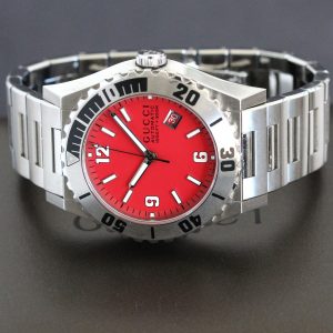 GUCCI Pantheon 115.2 43mm 300M Automatic Wrist Watch Red Pink Dial c.2011 Rare - Boxed