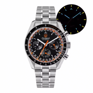 WatchDives (IMPORT) WD1860 Japan VK63 Quartz Sweep Second Chronograph 316L Steel - Black Orange Racing Dial