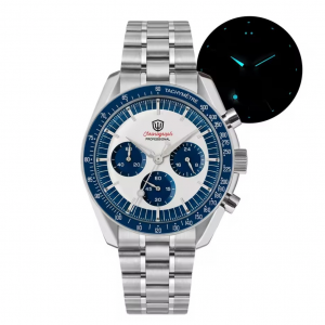 WatchDives (IMPORT) WD1860 Japan VK63 Quartz Sweep Second Chronograph 316L Steel - White Blue
