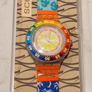 vintage 1995 Swatch Scuba Loomi SDK902 "Mind the Shark" watch