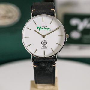 Retro Vintage Football Watch- BLK Italian Leather Strap Limited Edition of 50