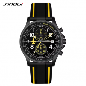 SINOBI Retro Design Airplane Chronograph Quartz Date Men's Watch