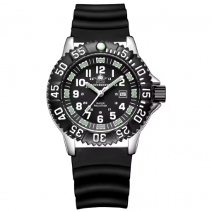 Addies Dive Men Fashion Casual Watch Calendar Display 50m Waterproof Tube Luminous Watch Black Dial Rotating Bezel Quartz Watch